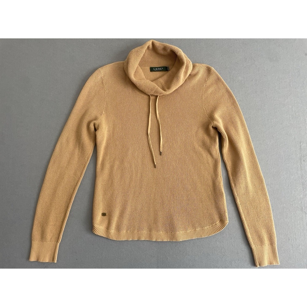 Women’s Cream/Tan Cowl Neck Sweater with Drawstring - Picture 6 of 12